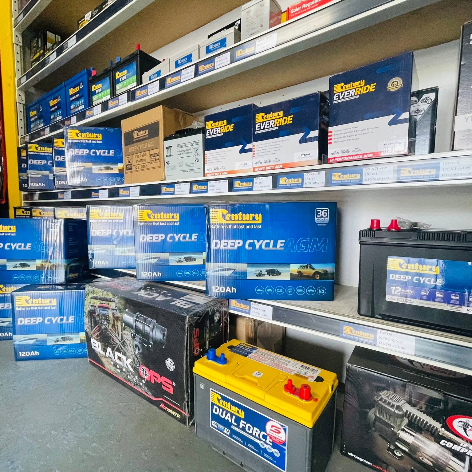 Century Deep Cycle batteries on the shelf